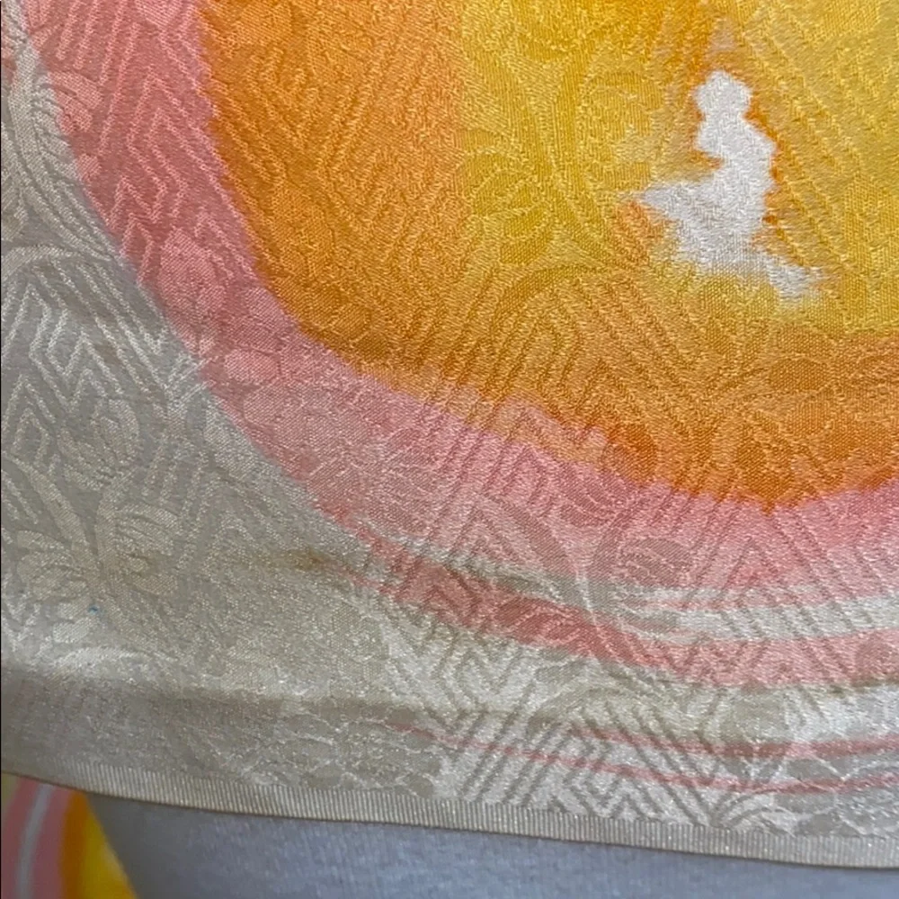 Vintage 100% Silk Scarf Japan Abstract Mod Jacquard Oblong Colorful